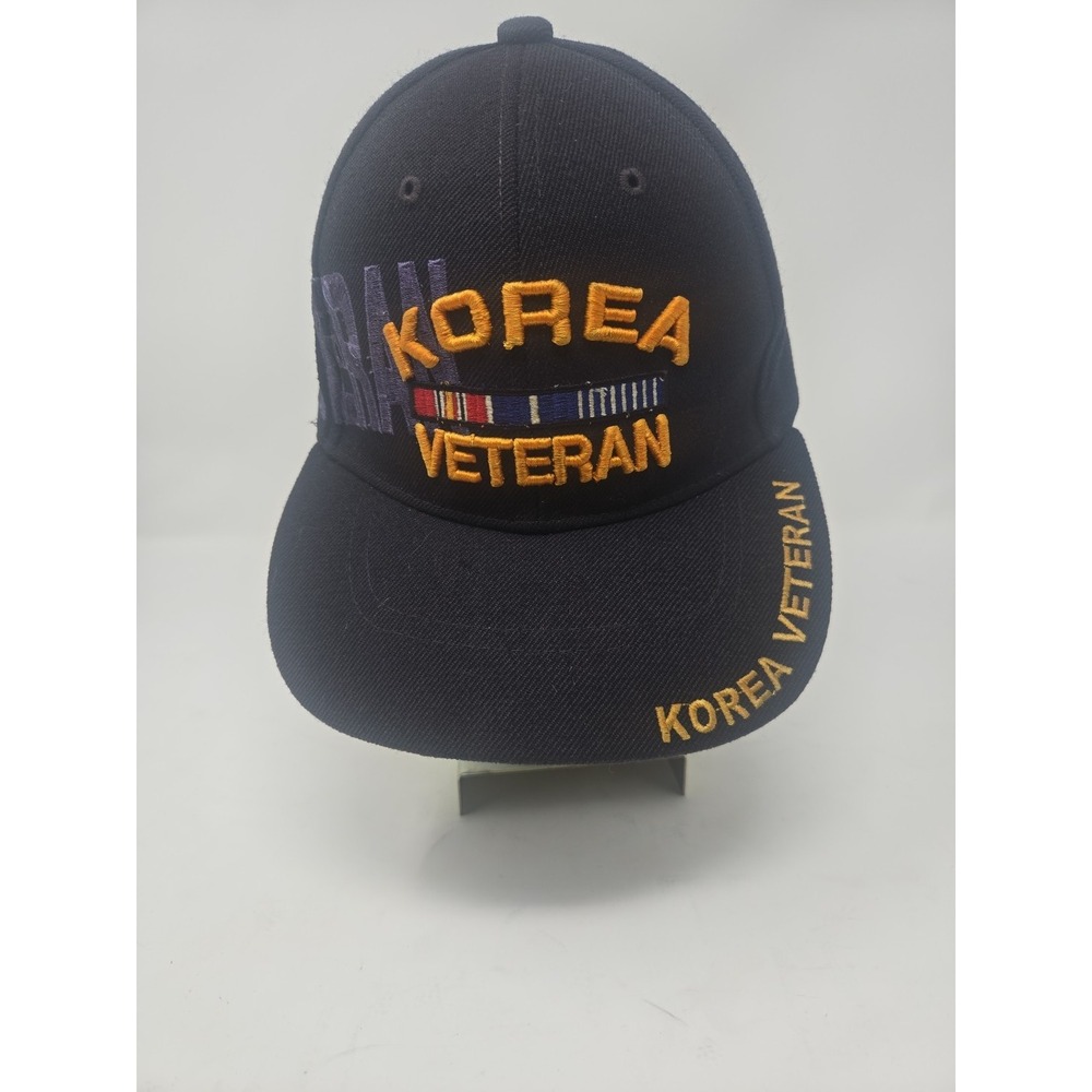 Korea War‎ Veteran w/ Shadow on the side Hat Black Adjustable Cap